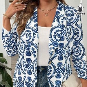 SHEIN Lune Plus Printed Blazer- 3X
